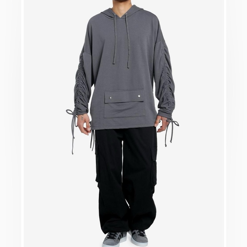 Social collision drawstring ruched oversized hoodie nwot